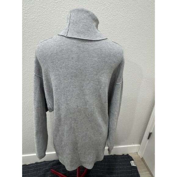 Gray Turtleneck Sweater Dress Long Sleeve Oversized Tunic Pullover - Picture 2 of 6